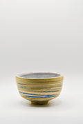Ceramic bowl with blue accents on a white background