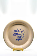 Ceramic plate with text on a white background